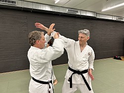 Sensei Gun and Thomas Dall demonstrate a technique